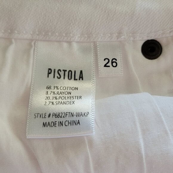 Pistola Skinny Distressed White Mid Rise Jegging Ankle Crop Stretch Jeans 26 - Picture 15 of 16